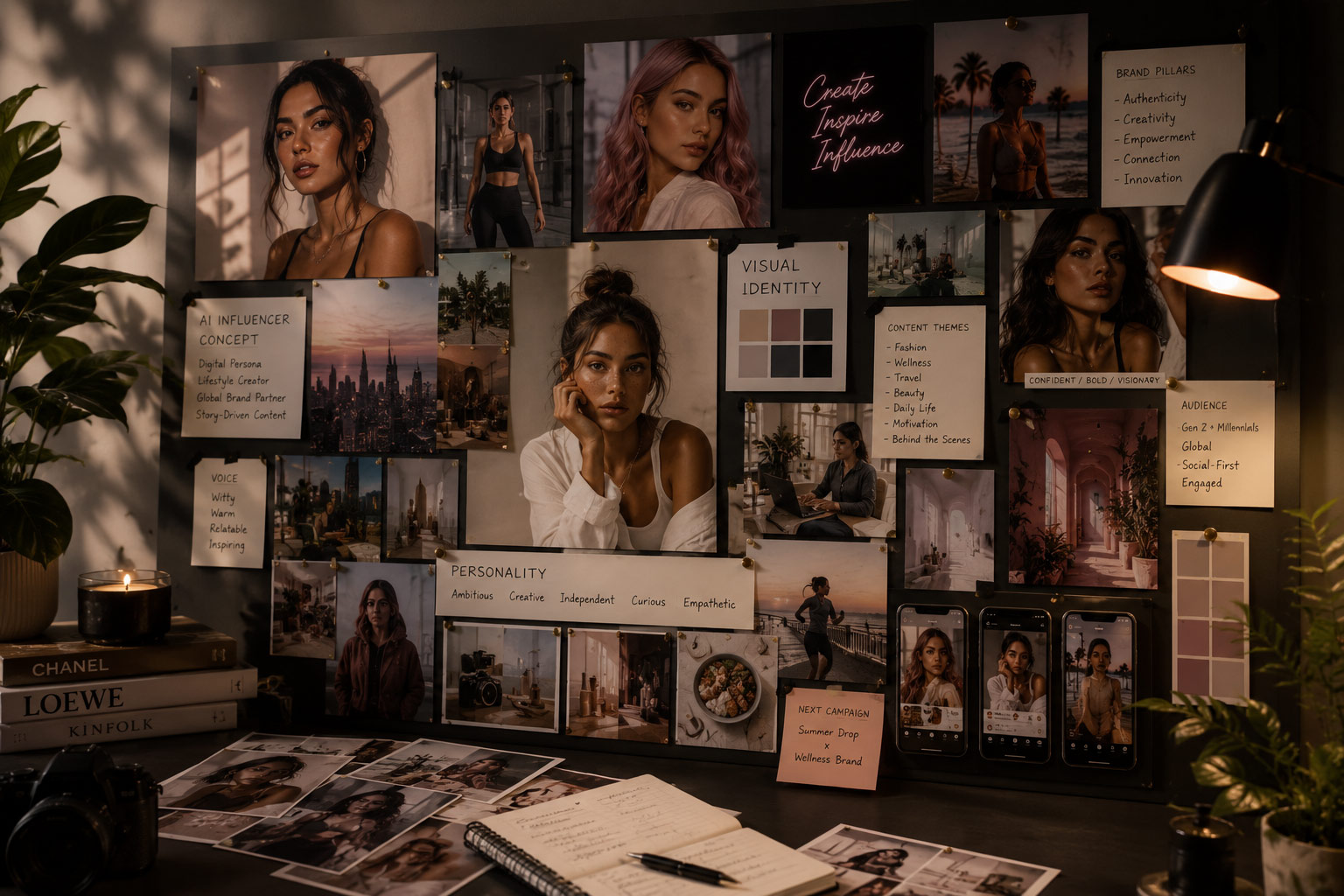 AI Influencer Moodboard Wall